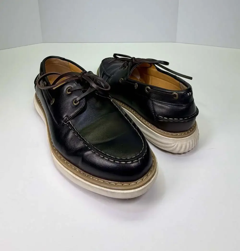 Nautica‎ Men's Moc Toe Boat Shoes with White Sole Size 9.5 Man-made Material